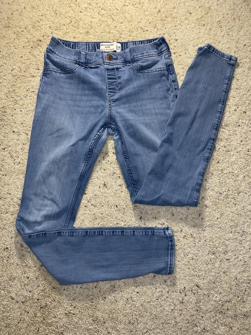 Abercrombie Kids Girls 15 16 Pull On Jean Leggings Skinny Jeans Blue Stretch